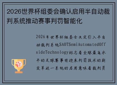 2026世界杯组委会确认启用半自动裁判系统推动赛事判罚智能化